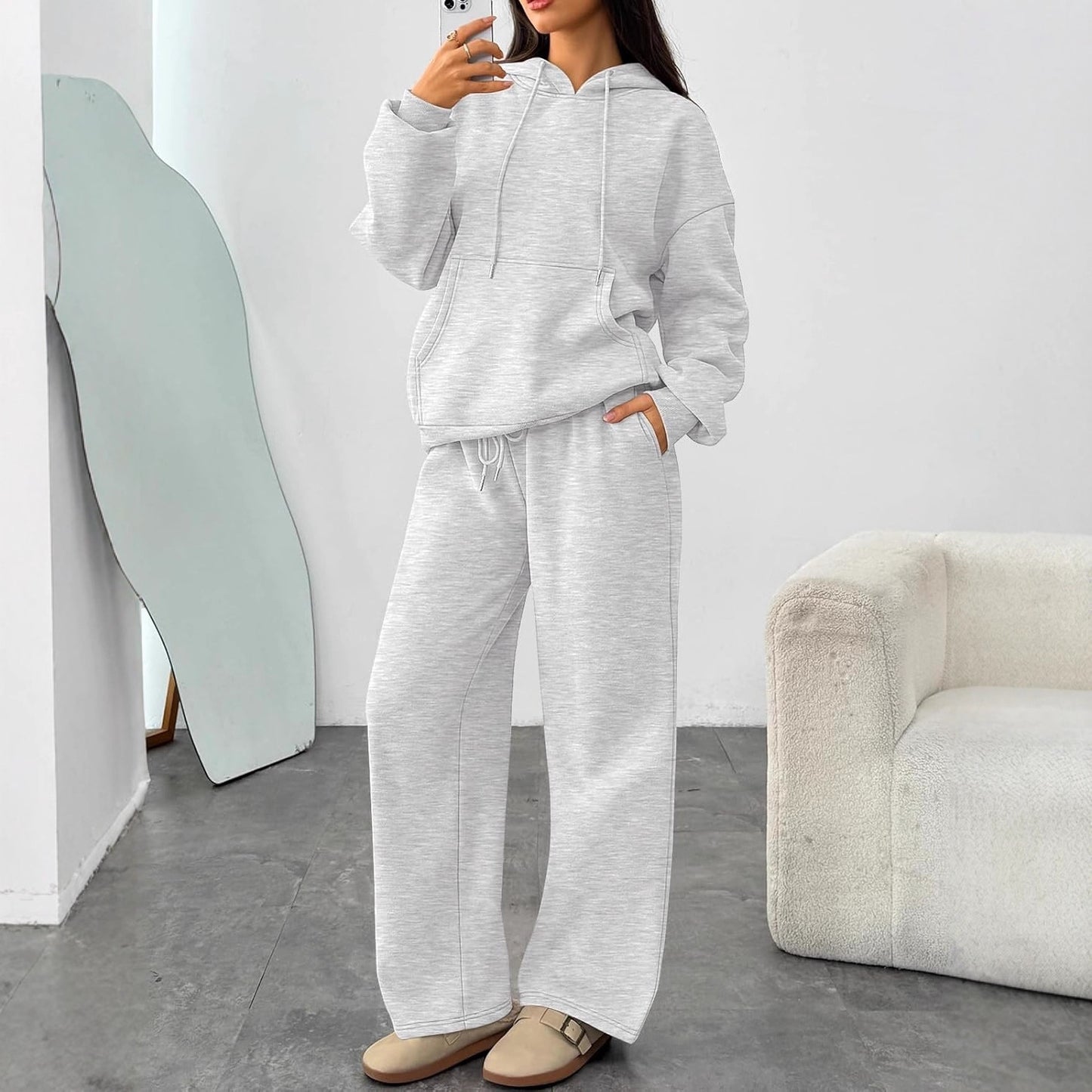 Autumn And Winter Casual Hooded Sweatshirt Oversized Wide-leg