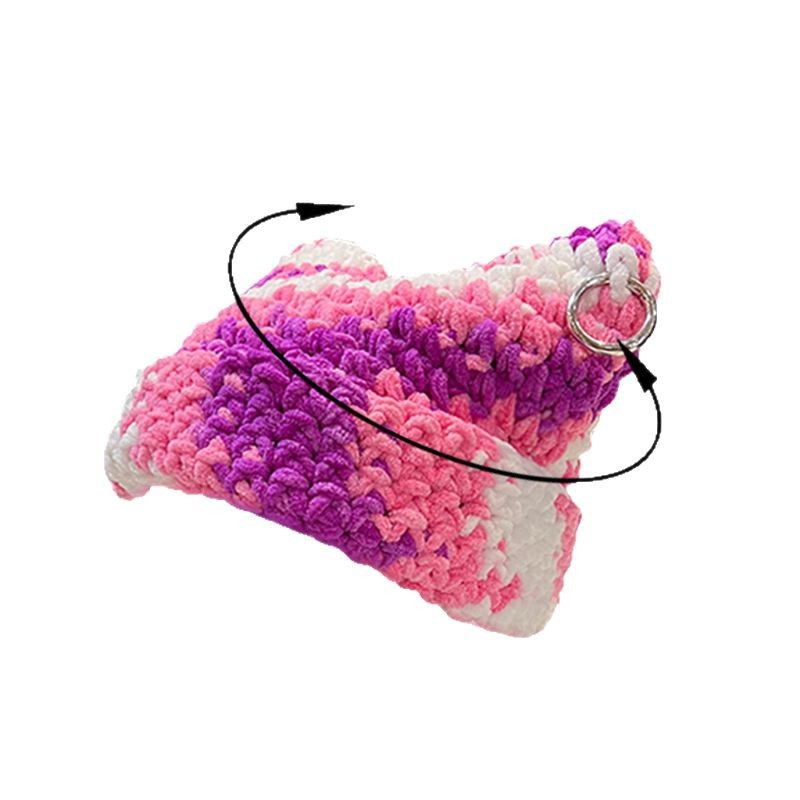 Women's Thick Thread Handmade Textile Needle Devil Horn Woolen Cap