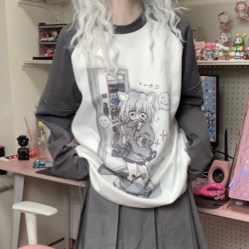 Water Color Raglan Girl Cute Sister Sleeve Detachable Short Sleeve T-shirt