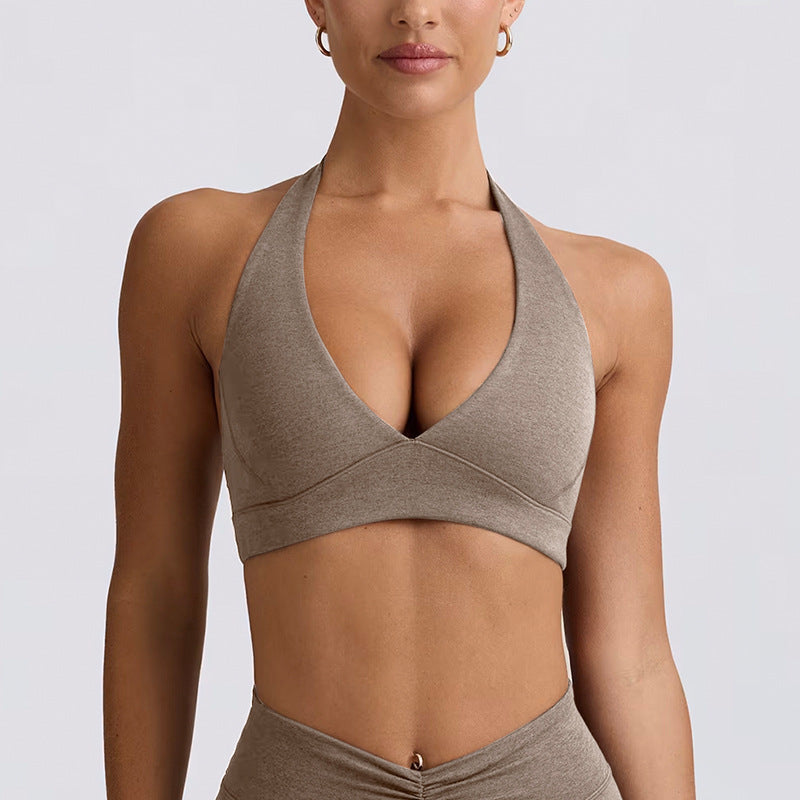 Shockproof With Chest Pad High Elastic Brushed Workout Top