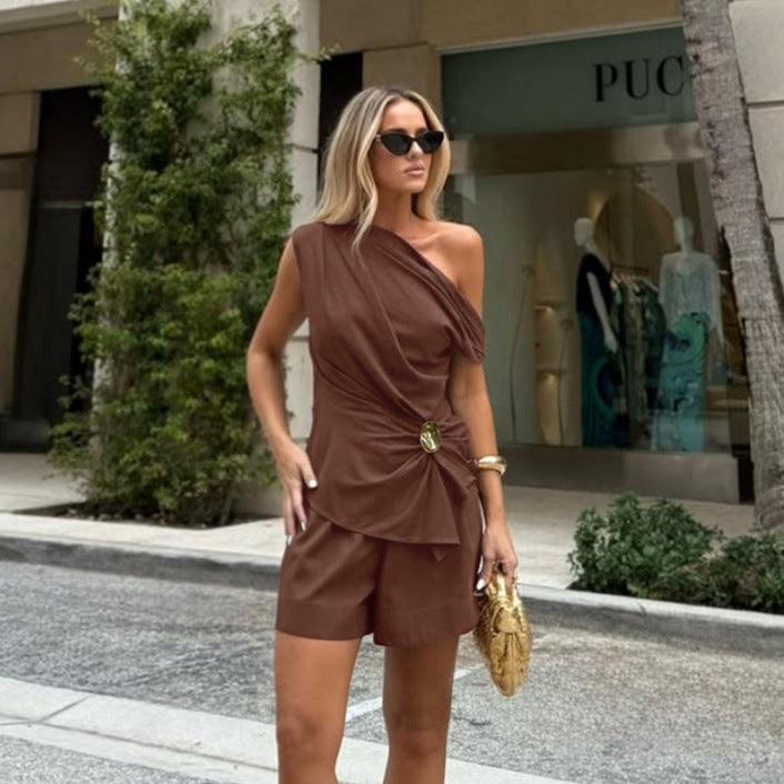 Women's Cotton Top And Shorts Two-Piece Set