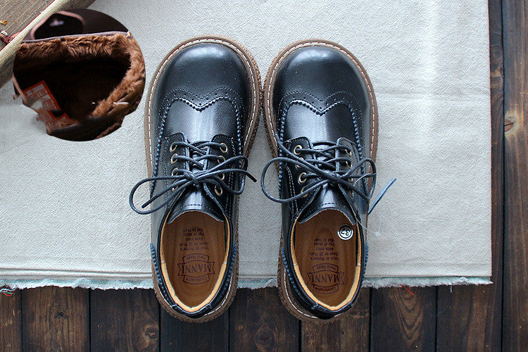 Literary Retro Small Leather  Women's Shoes