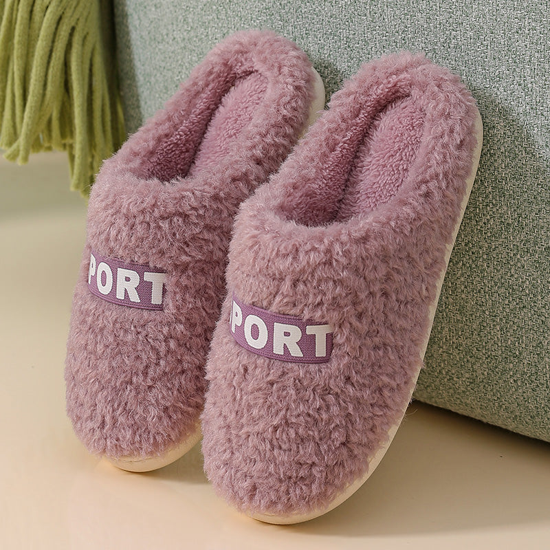 Fashion Warm Non-slip Thick-soled Couple Plush Slippers