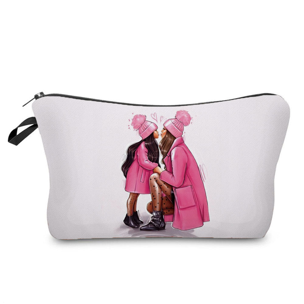 Mother And Daughter Printed Cosmetic Bag Storage And Portable