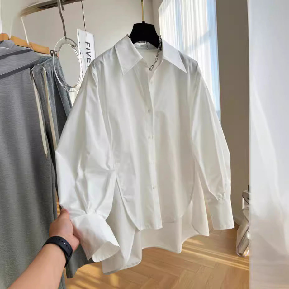Spring Outfit Sheep-leg Sleeve Loose-fitting Long-sleeve White Shirt