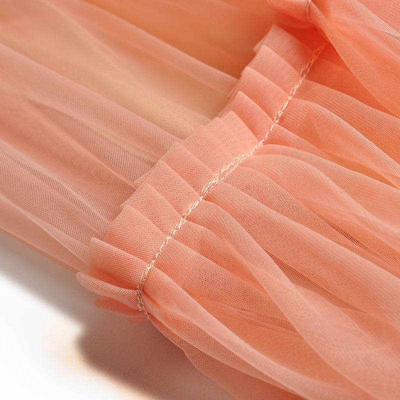 Suspended Skirt With Pleated Waist And Fluffy Hem