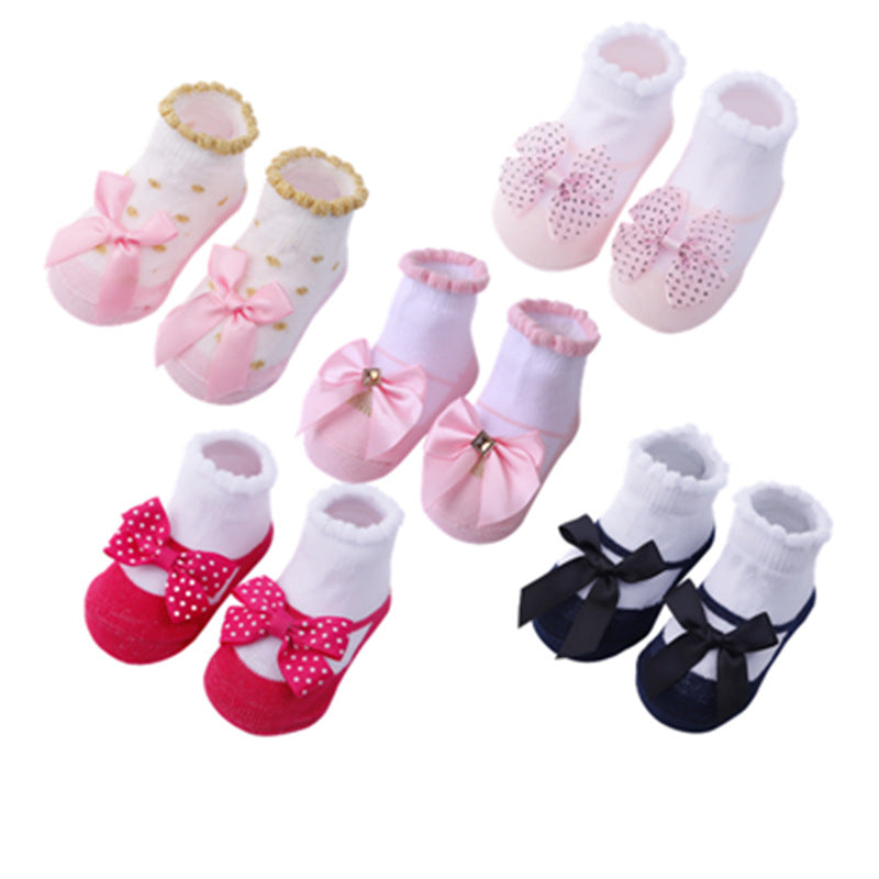 Fashion Striped Lace Flower Bow Socks