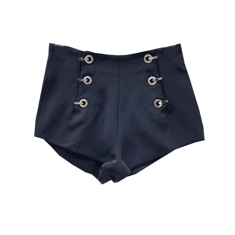 Women's Temperament Fashion High Waist Double-breasted Shorts