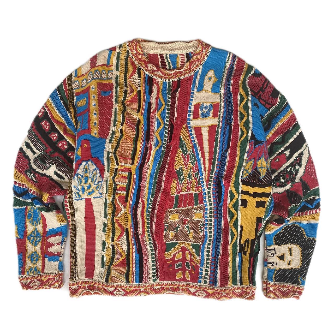 Vintage Ethnic Style Knitted Crewneck Pullover Sweater