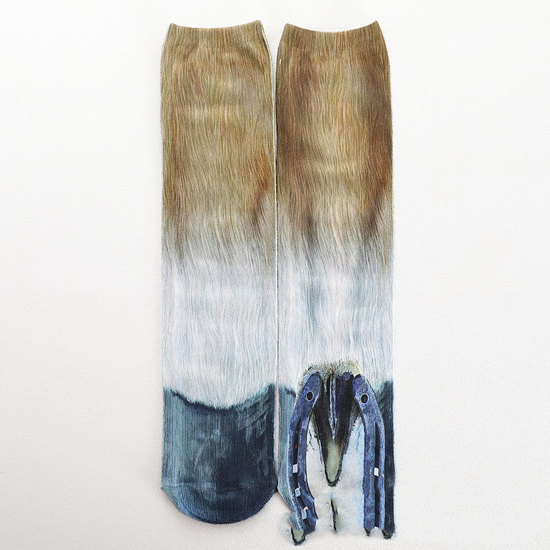 Heat Transfer 3D Printing Socks Animal Hoof Long Tube