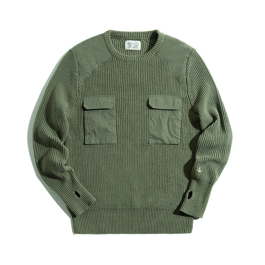 Retro Commando Outdoor Army Green Sweater