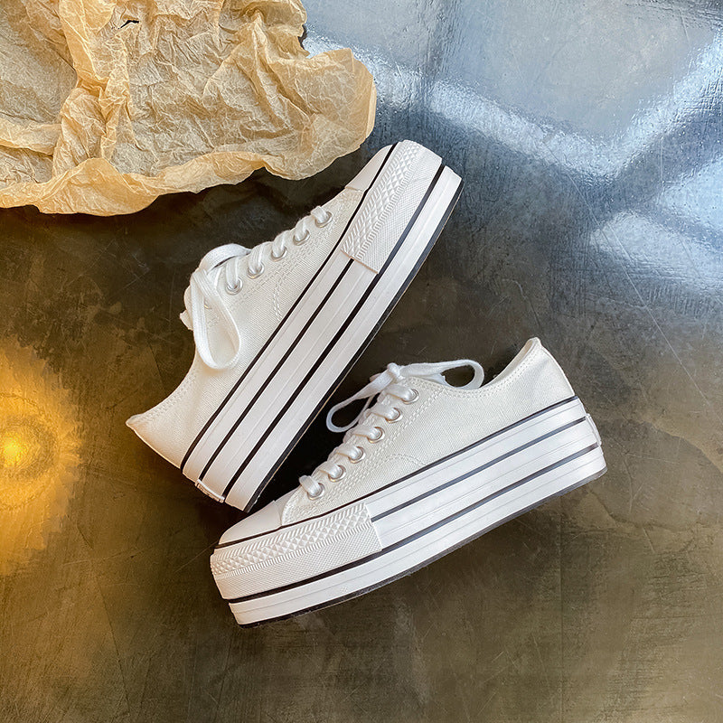 Thick Soled Women's Shoes Casual White  For Korean Students