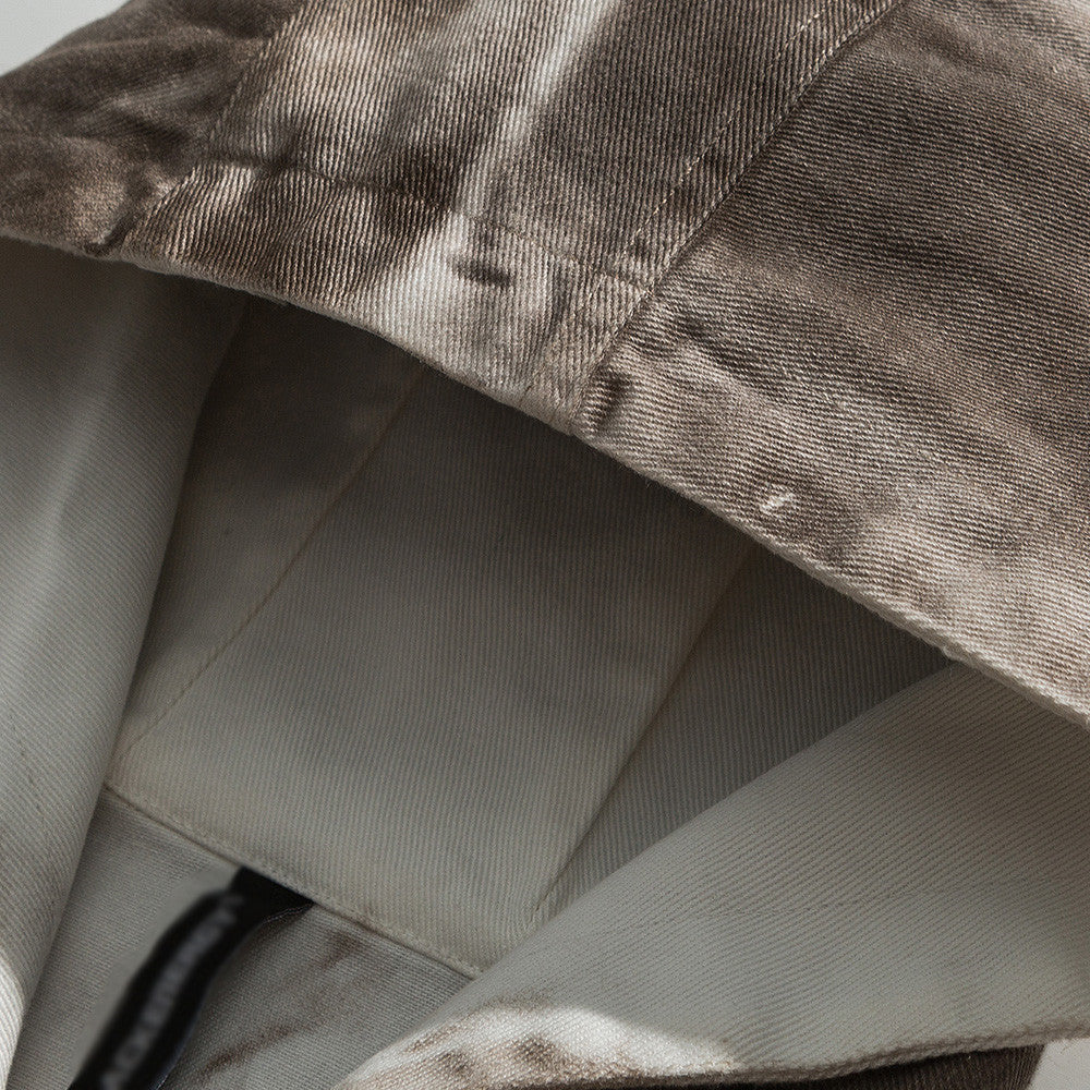 Waste Soil Wind Ripped Distressed Dirty Denim Hooded Jacket