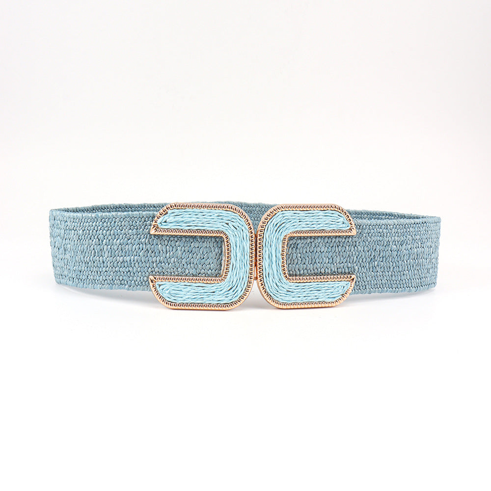 Elastic Waistband Women's Design Sense Niche Straw Elastic