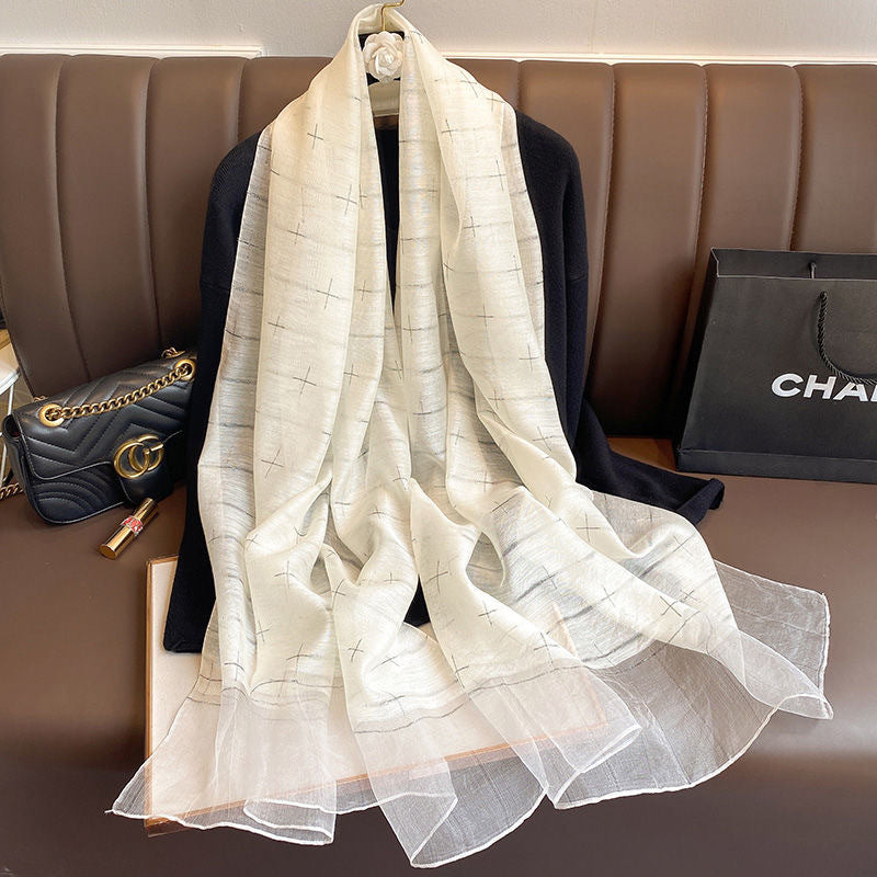 Women's Blended Silk Scarf, Thin And Versatile For Spring And Summer