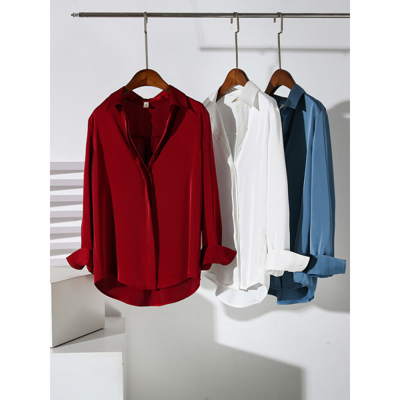 Satin Women's Long-sleeved Professional Anti-wrinkle Shirt