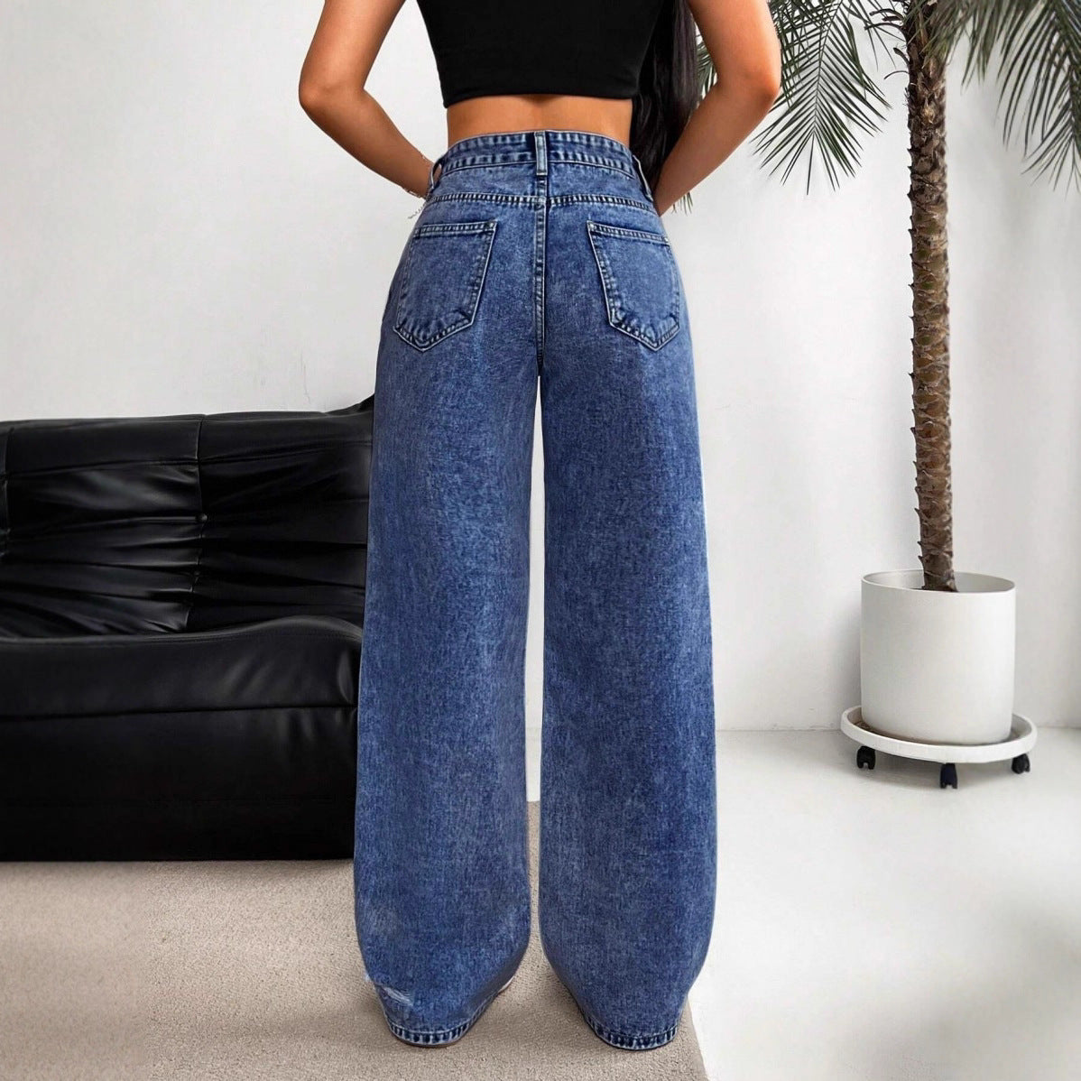 Højtaljede Lige Alsidige Slim-fit Jeans til Kvinder