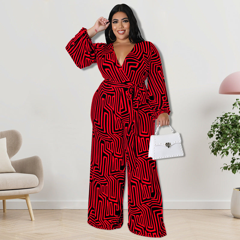 Womens Long-Sleeve Jumpsuit With Straight-Leg Pants