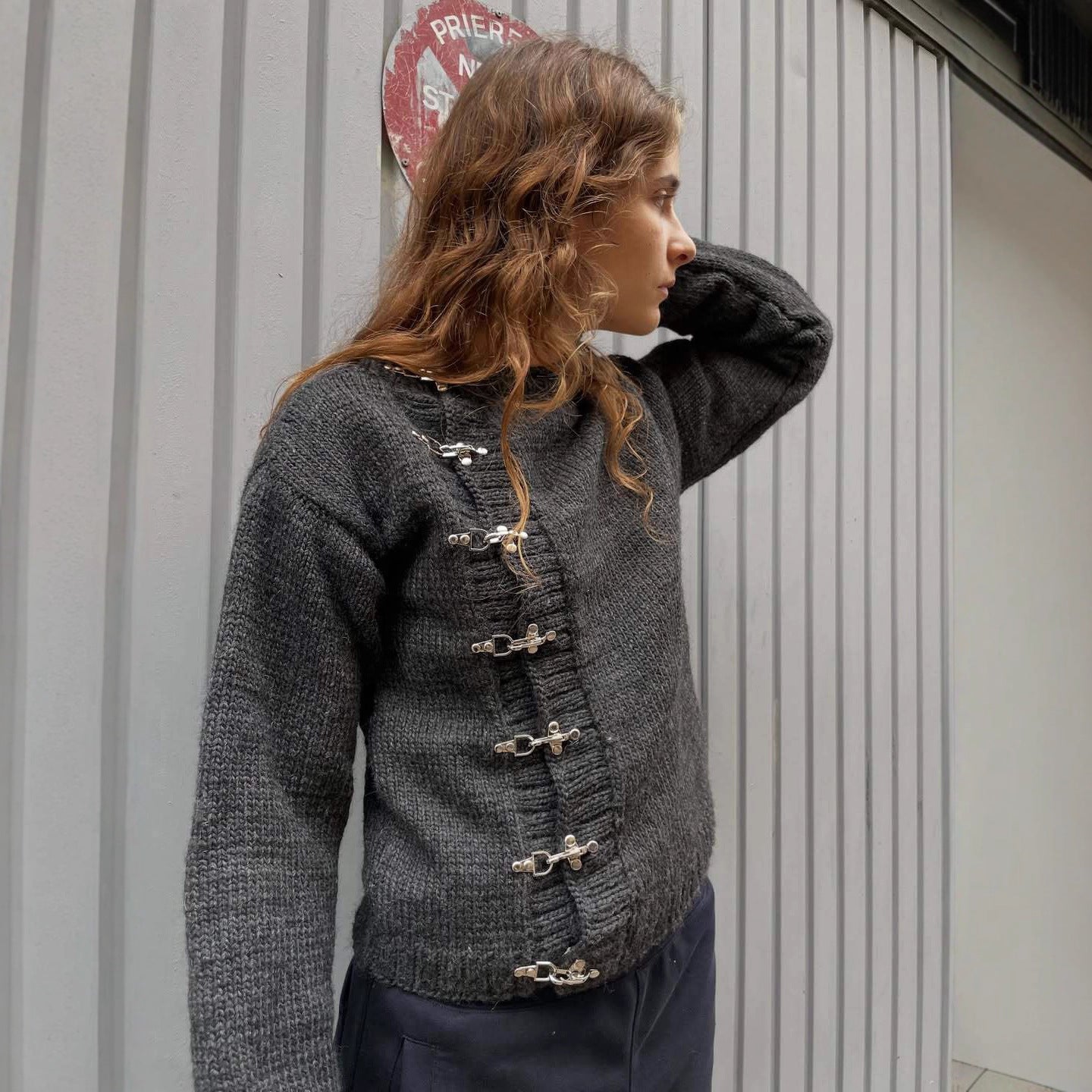 Handmade Airplane-button Cardigan Sweater For Warmth Casual And Slim-fit