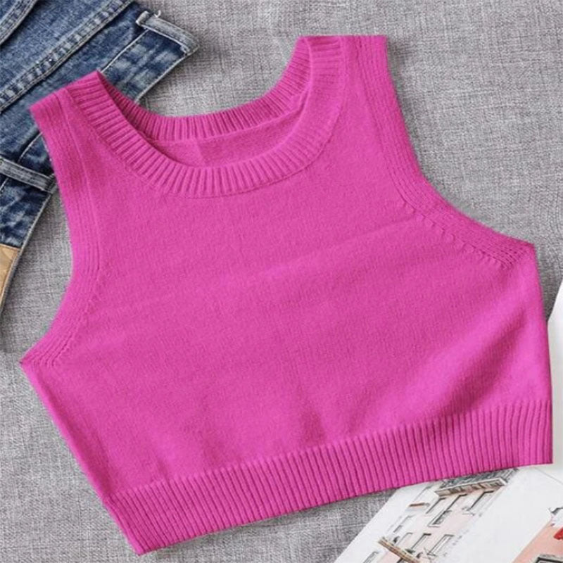 Slim Fit Sleeveless Short Knitted Camisole