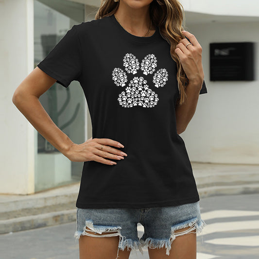 Printed Palm Print T-shirt Cotton Plus Size