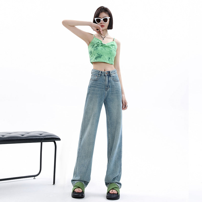 Women's Light-colored Narrow Wide-leg Jeans
