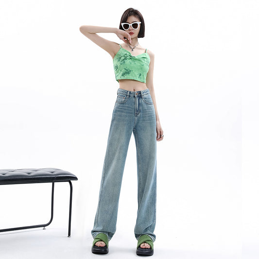 Women's Light-colored Narrow Wide-leg Jeans