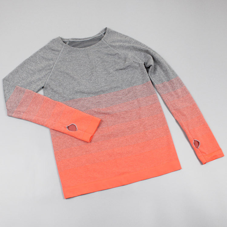 Sports Long Sleeve Women's Gradient Color Sports Top T-shirt Quick-drying