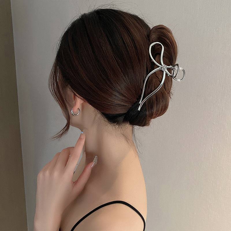 Simple Silver Clip Headdress Upscale Back Of The Head