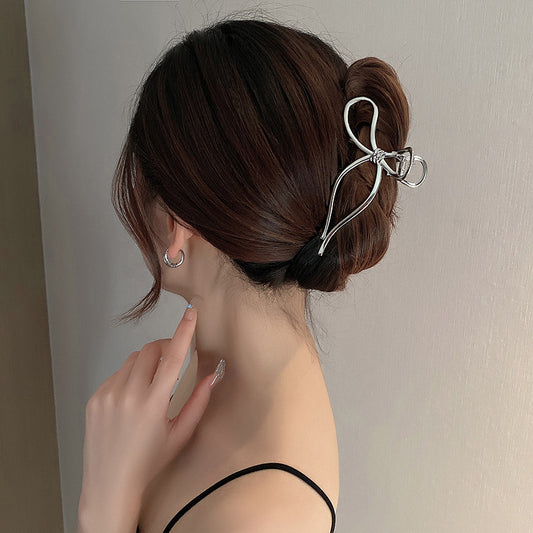 Simple Silver Clip Headdress Upscale Back Of The Head