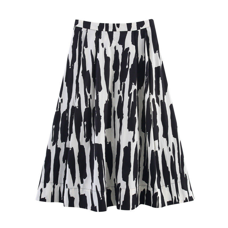 Spring And Summer Square Printing Midi Dress