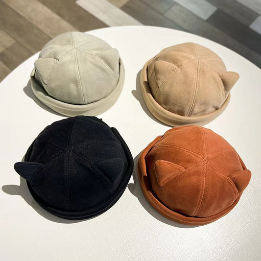 Female Solid Color Cat Ear Japanese Style Personalized Versatile Hat