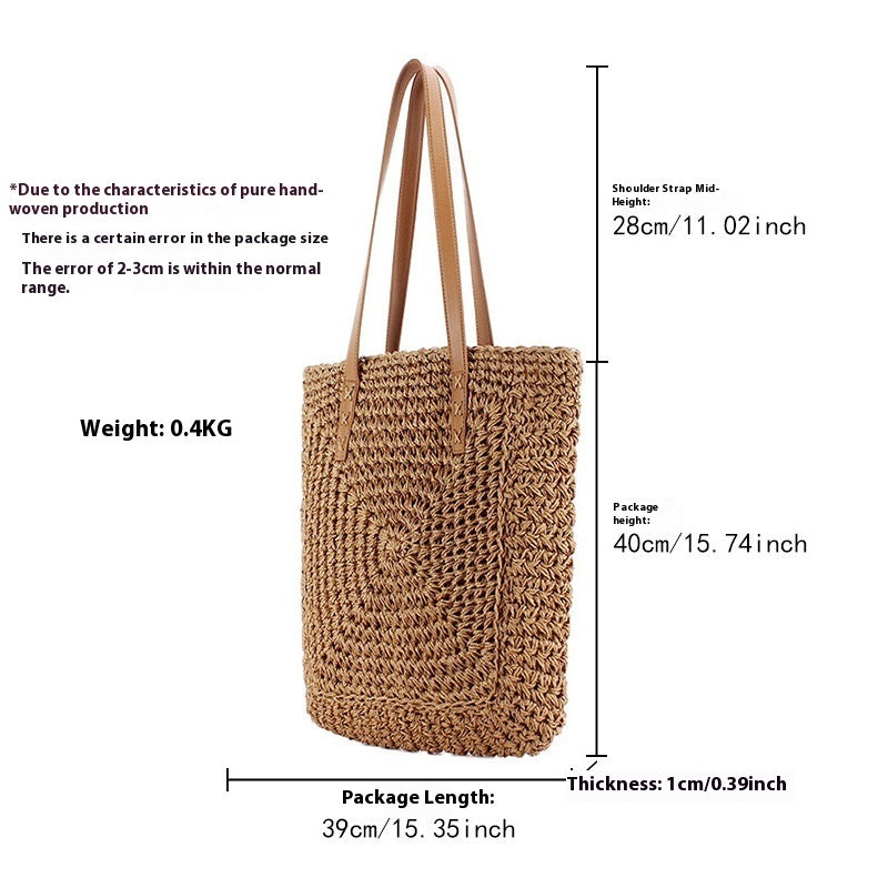 One-shoulder Paper String Hand-woven Large Capacity Hand Holding Casual Bag