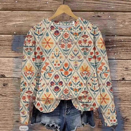 European And American Printing Long Sleeve Casual Top Autumn Winter Sweater