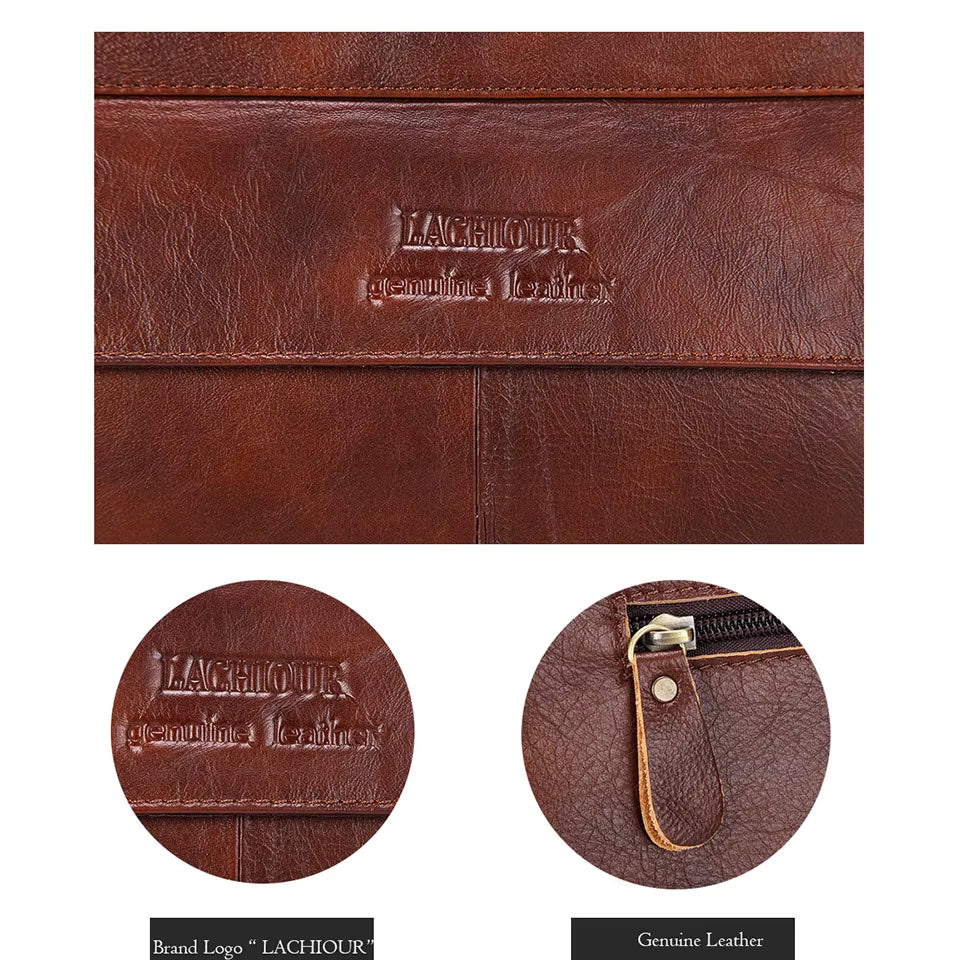 Men's Genuine Leather Messenger Bags for Business and Travel - Casual Laptop Crossbody Shoulder Bags