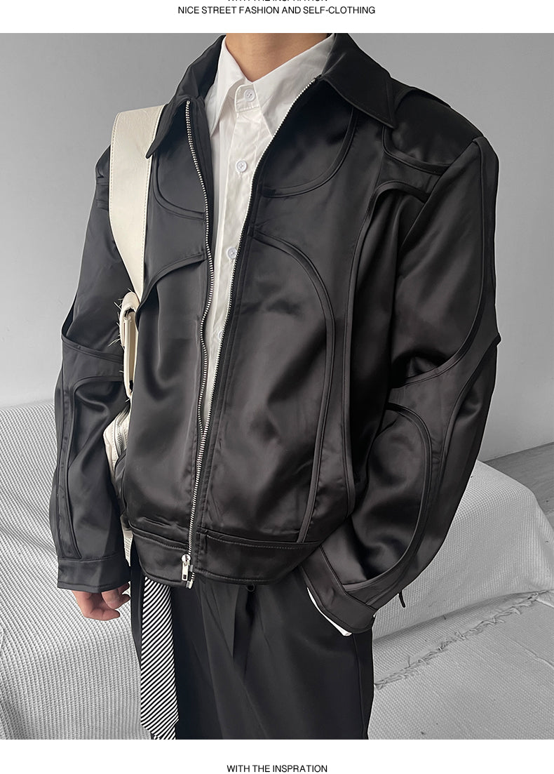 Men's Stitching Solid Color Design Stand-up Collar Jacket