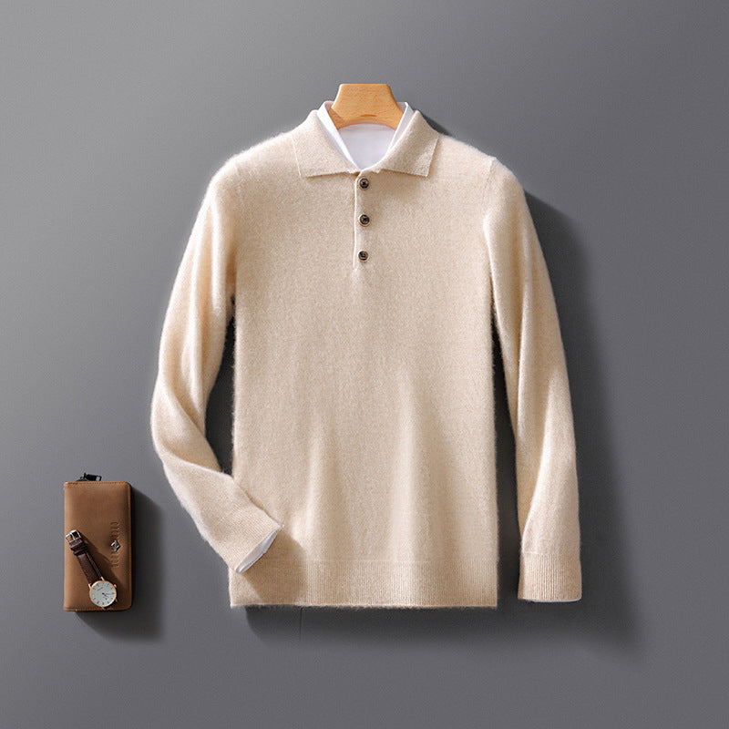 Men's Business Casual Polo Collar Knitted Sweater