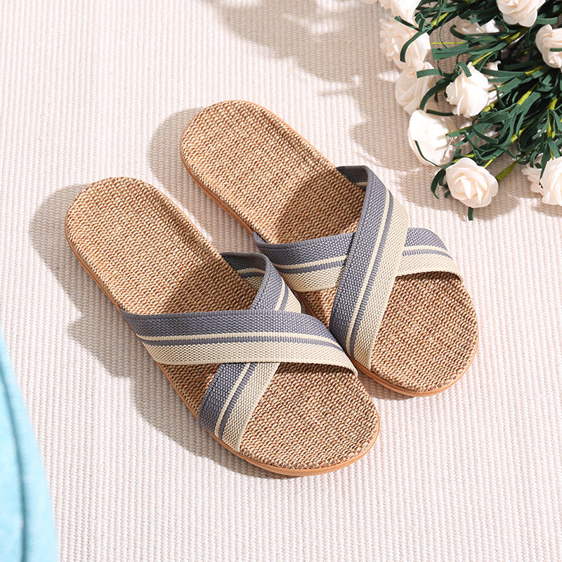 Summer Linen Slippers Home Soft Bottom Home Wood Flooring