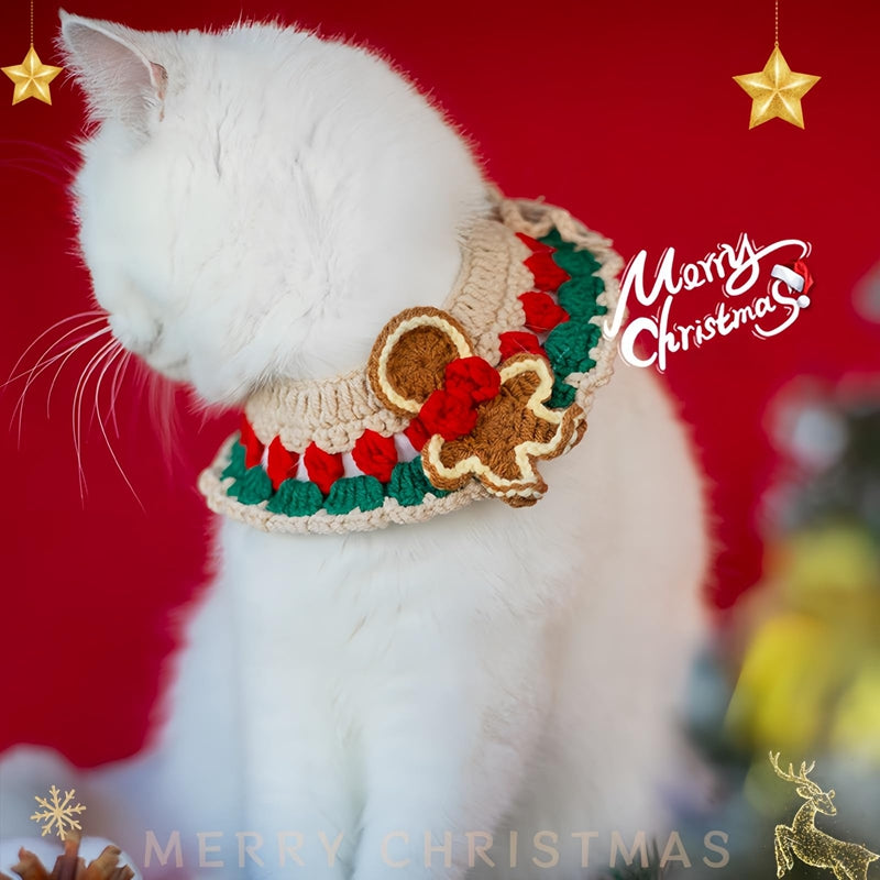 Adjustable Christmas Knit Pet Collar, Crochet Elk Pattern For Cats, Dogs & Pets, Comfortable,Stylish,