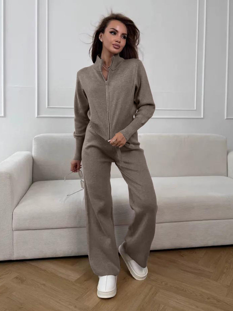 Temperament Commute Zipper Knitting Suit