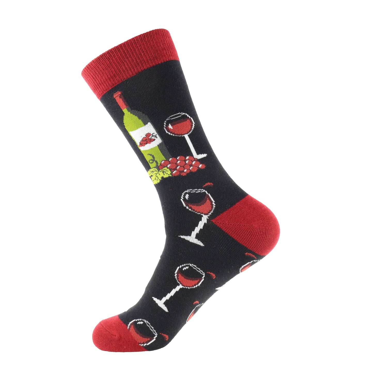 Fashion Color Wine Glass Drink Cotton Mid-calf Length Socks