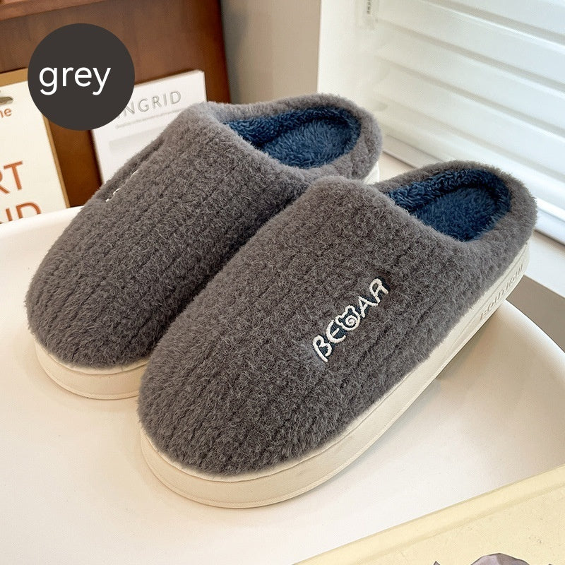 Thick Bottom Indoor Couple Warm Velvet Cotton Slippers