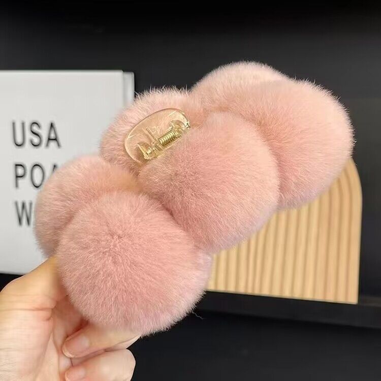 Elegant Rex Rabbit Fur Ball Grip Large Plush