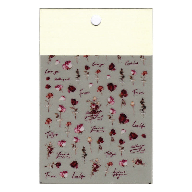 Dried Rose Flower Nail Sticker