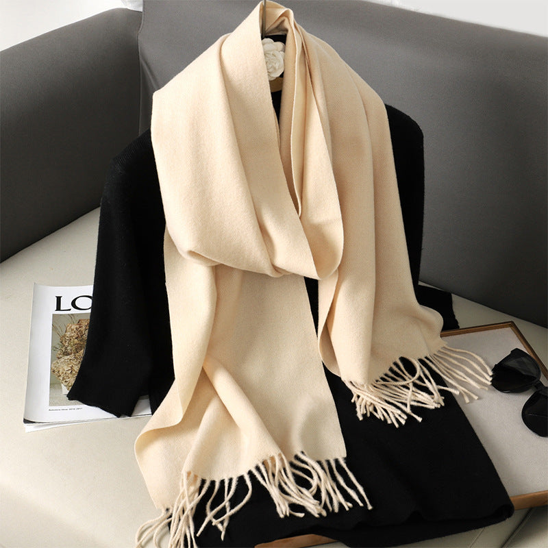 Solid Color Maillard Scarf Cashmere-like Women Warm Shawl