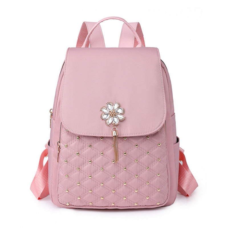 Korean Style Women's Nylon Backpack Fashion Embroidery Thread
