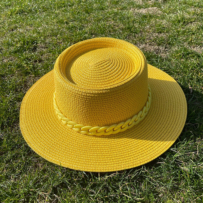 Candy Girl Chain Straw Hat Beach Big Brim