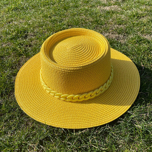 Candy Girl Chain Straw Hat Beach Big Brim