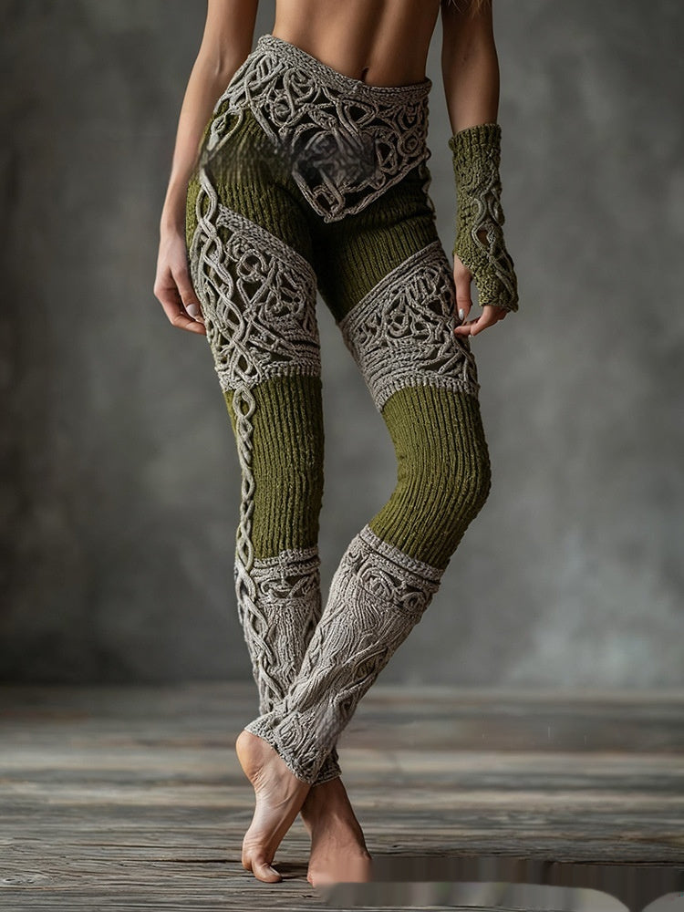 Retro 3D Digital Print Women's Casual Leggings