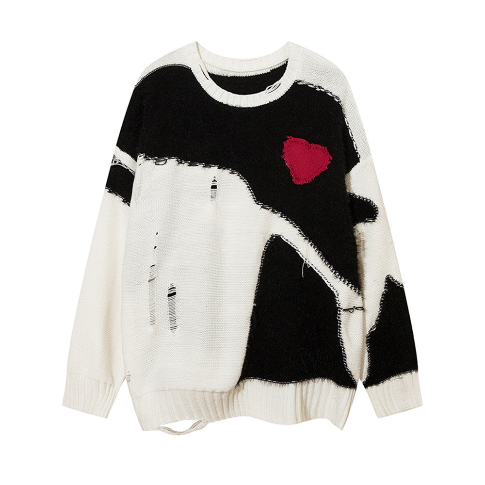 Color Contrast Patchwork Sweater Men's